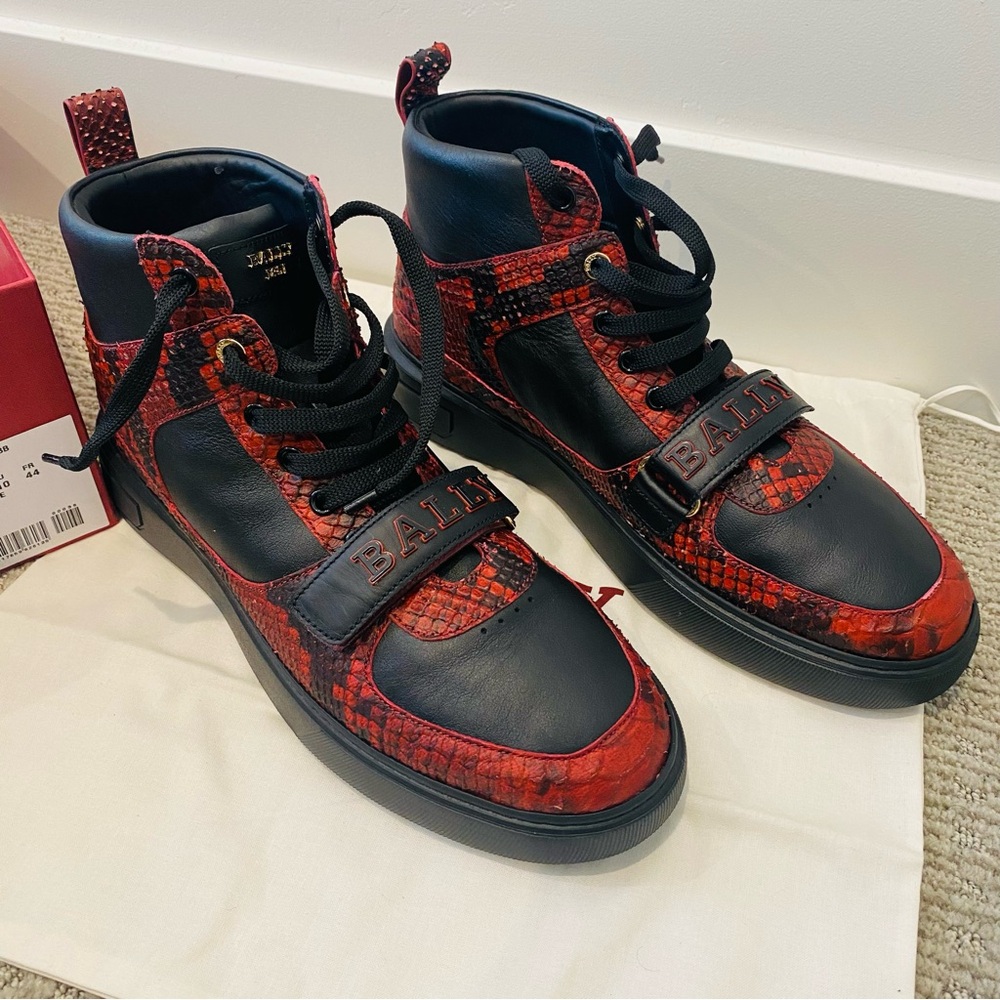 Bally Black and Red Chunky Sneakers